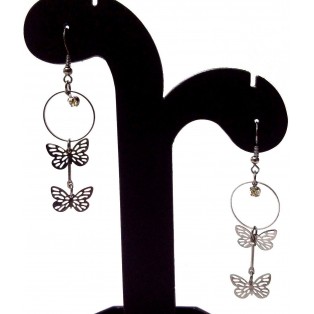 Silver Butterfly Earring Jhumka Jhumki Fashion Jewelry Drop Dangle Long EA371